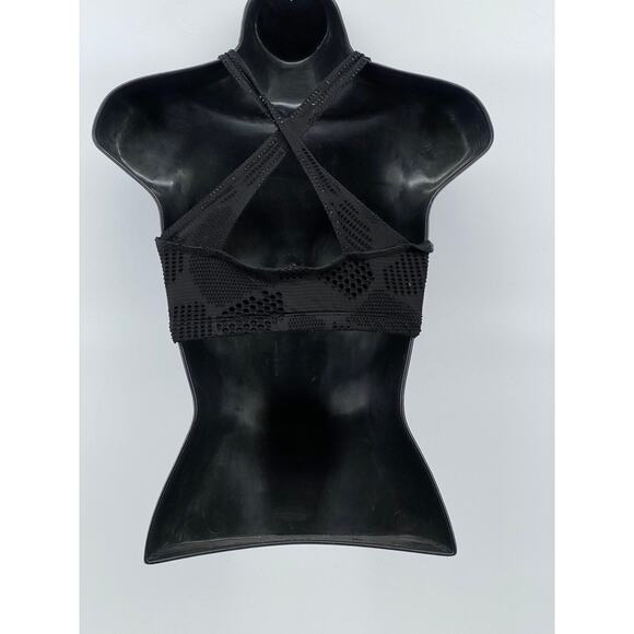 ONZIE FLOW Women's Black Mesh Cutout Cross-Back Sport Bra SZ M/L - Picture 2 of 6